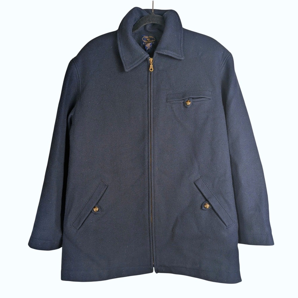 M Vintage 90s Charter Club Navy Blue Wool Jacket Dark Academia Minimalist Preppy